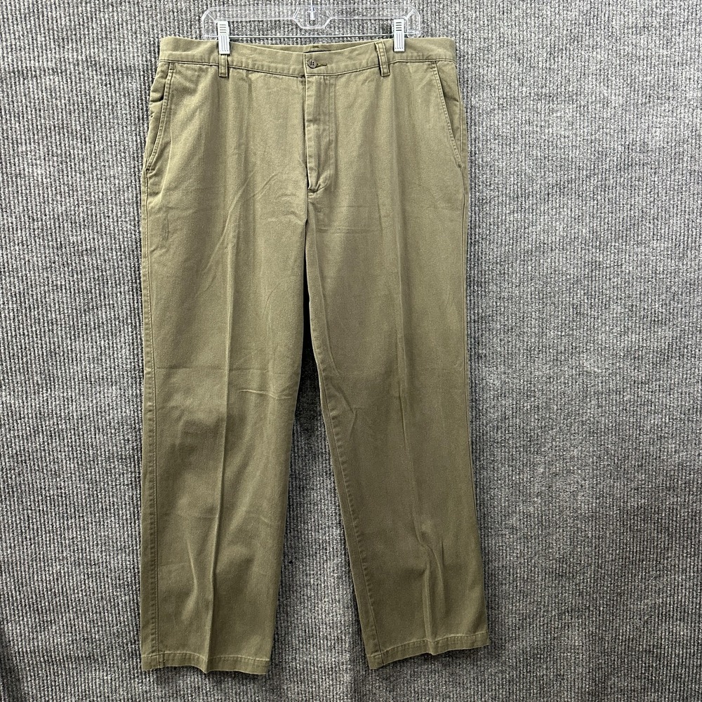 Dockers Mens Pants Size 38x34 Green Relaxed Fit Flat‎ Front Cotton High Rise